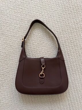 Amazon Brown Shoulder Bag with Gold Hardware